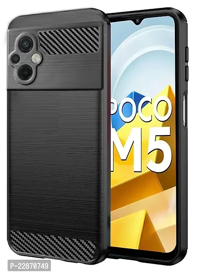 Fastship Cases Silicone Hybrid Rubber Case Back Cover for Poco M5  Black-thumb2