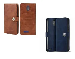 Fastship Combo 2 Flip Cover for Jio Phone Next | Wallet Stylish Button Magnetic - Brown / Blue-thumb1