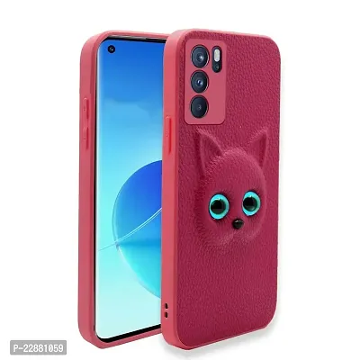 Fastship Colour Eye Cat Soft Kitty Case Back Cover for Oppo Reno6 5G  Faux Leather Finish 3D Pattern Cat Eyes Case Back Cover Case for Oppo CPH2251  Reno 6 5G  Pink