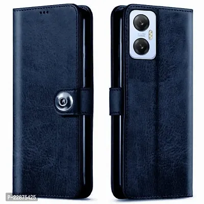 Fastship Cases Leather Finish Flip Cover for Infinix X666  HOT 20 5G  Inside Back TPU  Stand  Wallet Button Magnetic Closure for Infinix HOT 20 5G  Navy Blue-thumb2