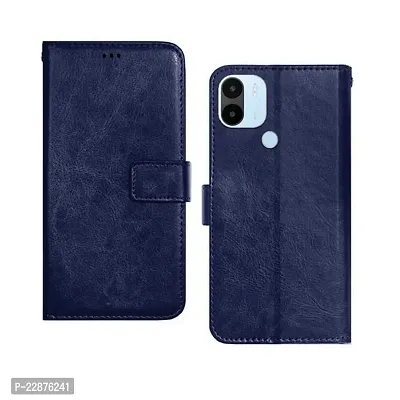 Fastship Vintage Magnatic Closer Leather Flip Cover for Mi REDMI A1 Plus MZB0CIBIN  Navy Blue-thumb0