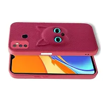 Fastship Colour Eye Cat Soft Kitty Case Back Cover for Infinix Hot 11  Faux Leather Finish 3D Pattern Cat Eyes Case Back Cover Case for Infinix X662  Hot 11  Pink-thumb1