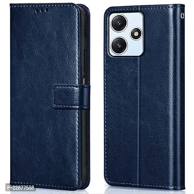 Fastship Vintage Magnatic Closer Leather Flip Cover for Poco M6Pro 5G  Cobalt Blue-thumb2