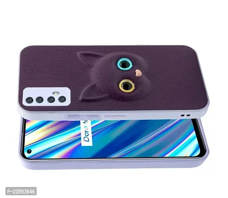 Fastship Colour Eye Cat Soft Kitty Case Back Cover for Realme Narzo 20 Pro  Faux Leather Finish 3D Pattern Cat Eyes Case Back Cover Case for Realme RMX2161  Narzo 20Pro  Jam Purple