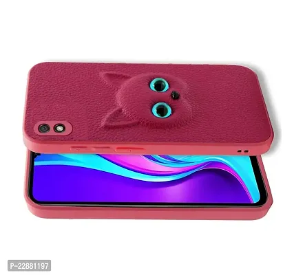 Fastship Coloured 3D POPUP Billy Eye Effect Kitty Cat Eyes Leather Rubber Back Cover for Vivo Y1s  Baby Pink