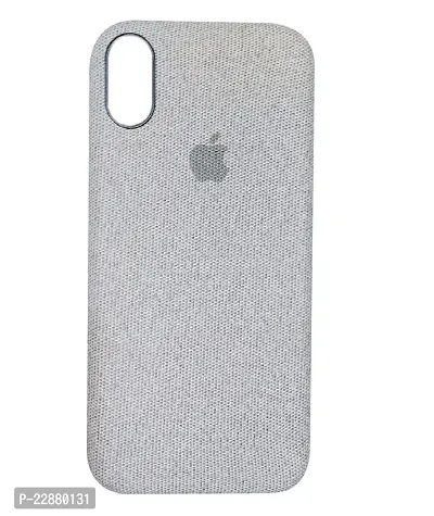Fastship Slim Canvas Fabric Apple Logo Phone Cases Cloth Distressed Hard Compatible for i Phone 10R  Grey