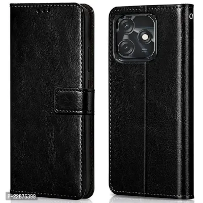 Fastship Case Vintage Magnatic Closer Leather Flip Cover for Tecno KI5k  Spark 10c  Venom Black-thumb0