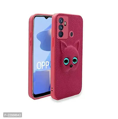 Fastship Coloured 3D POPUP Billy Eye Effect Kitty Cat Eyes Leather Rubber Back Cover for Oppo A53 4G  Baby Pink-thumb2