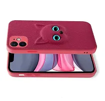 Coverage Coloured 3D POPUP Billy Eye Effect Kitty Cat Eyes Leather Rubber Back Cover for I Phone 12  Baby Pink-thumb1