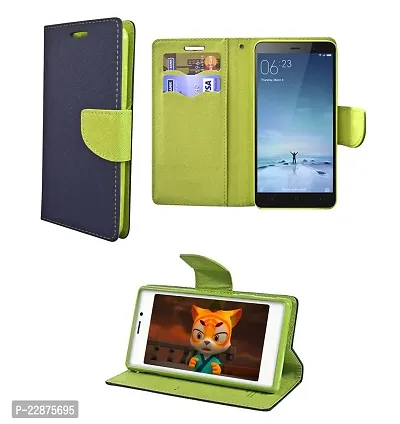 Coverage Imported Canvas Cloth Smooth Flip Cover for Mi Poco C3  Inside TPU  Inbuilt Stand  Wallet Back Cover Case Stylish Mercury Magnetic Closure  Blue Green-thumb2