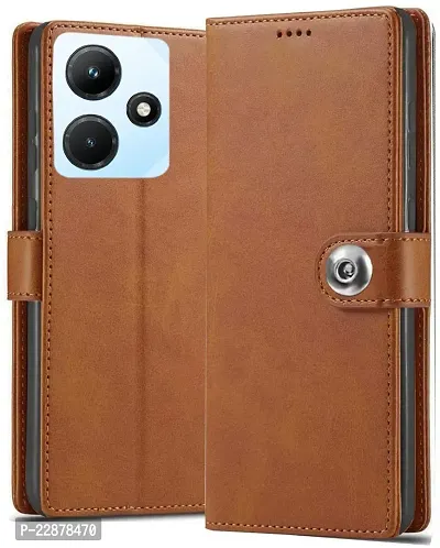 Fastship Case Infinix HOT 30i Flip Cover  Full Body Protection  Wallet Button Magnetic Closure Book Cover Leather Flip Case for Infinix HOT 30i  Executive Brown