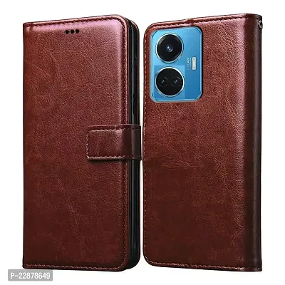 Fastship Leather Finish Inside TPU Wallet Stand Magnetic Closure Flip Cover for Realme 10 Pro 5G  Executive Brown-thumb0