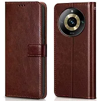 Fastship Cases Vintage Magnatic Closer Leather Flip Cover for Realme RMX3771  Narzo 60Pro  Executive Brown-thumb1