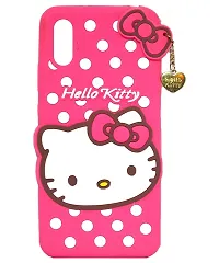 Coverage Rubber Hello Kitty with Pendant Case Back Cove for Mi REDMI 9A  Pink-thumb1