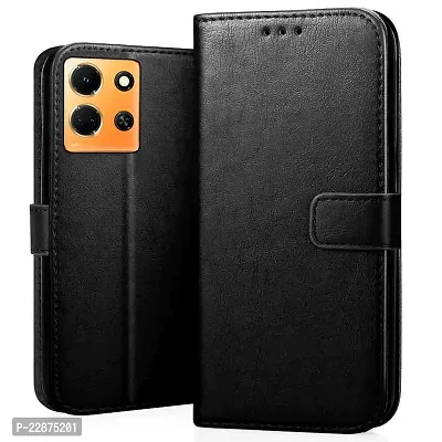 Fastship New Leather Finish Inside TPU Wallet Stand Magnetic Closure Flip Cover for Infinix Note 30 5G  Venom Black