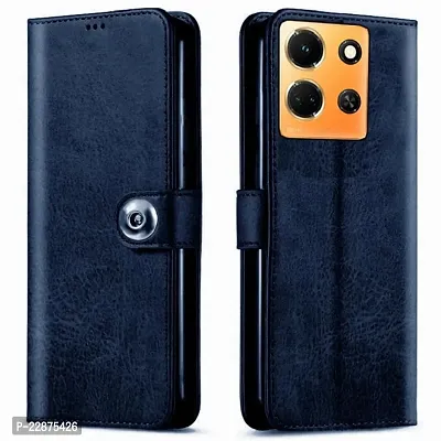 Fastship Cases Leather Finish Flip Cover for Infinix X6711  Note 30 5G  Inside Back TPU  Stand  Wallet Button Magnetic Closure for Infinix Note 30 5G  Navy Blue-thumb2