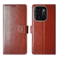 Fastship Vintage Magnatic Closer Leather Flip Cover for Tecno Spark Go 2023  Executive Brown-thumb1