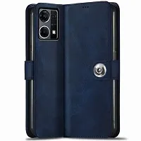 Fastship Genuine Matte Leather Finish Flip Cover for Oppo CPH2461  Oppo F21sPro 4G  Inside Back TPU  Inbuilt Stand  Wallet Stylish Button Magnetic Closure for Oppo F21s Pro 4G  Navy Blue-thumb1