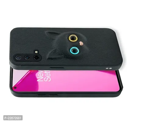 Coverage Coloured 3D Cat Eye Proper fix Case Rubber Back Cover for OnePlus Nord CE 5G  Pitch Black