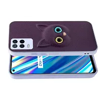 Coverage Coloured 3D POPUP Billy Eye Effect Kitty Cat Eyes Leather Rubber Back Cover for Realme 8 5G  Purple-thumb1