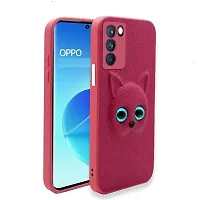 Coverage Colour Eye Cat Soft Kitty Case Back Cover for Oppo A53s 5G  Faux Leather Finish 3D Pattern Cat Eyes Case Back Cover Case for Oppo CPH2321 Oppo A53s  5G  Jam Purple-thumb1