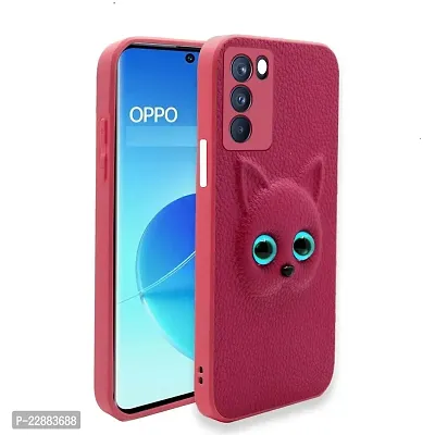 Coverage Colour Eye Cat Soft Kitty Case Back Cover for Oppo A53s 5G  Faux Leather Finish 3D Pattern Cat Eyes Case Back Cover Case for Oppo CPH2321 Oppo A53s  5G  Jam Purple-thumb2