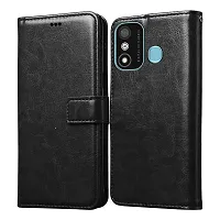 Fastship Vintage Magnatic Button Case Inside Build Back TPU Stand View Lether Flip Cover for itel A551L  itel A27  Black-thumb1