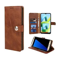 Fastship Genuine Leather Finish Flip Cover for Realme P1 / 70 Pro / 12+ 5G| Inside Back TPU Wallet Button Magnetic Closure for Realme P1 5G - Brown-thumb1