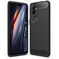 Fastship Silicone Hybrid Rubber Case Back Cover for Tecno POVA 4  Black-thumb1