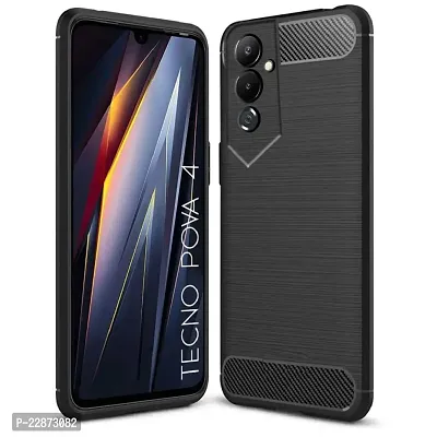 Fastship Silicone Hybrid Rubber Case Back Cover for Tecno POVA 4  Black-thumb2