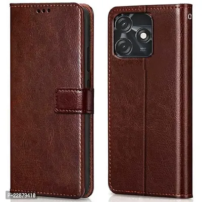 Fastship Case Vintage Magnatic Closer Leather Flip Cover for Tecno KI5k  Spark 10c  Executive Brown