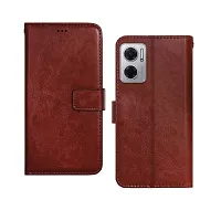 Fastship Vintage Magnatic Closer Leather Flip Cover for Mi Redmi 11 Prime 5G  Executive Brown-thumb1