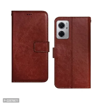 Fastship Vintage Magnatic Closer Leather Flip Cover for Mi Redmi 11 Prime 5G  Executive Brown-thumb2