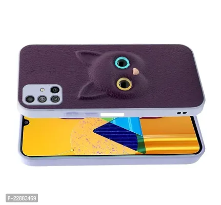Fastship Coloured 3D POPUP Billy Eye Effect Kitty Cat Eyes Leather Rubber Back Cover for Samsung Galaxy M31s  Purple-thumb0