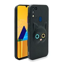 Fastship Coloured 3D POPUP Billy Eye Effect Kitty Cat Eyes Leather Rubber Back Cover for Infinix Smart 5  Pitch Black-thumb1