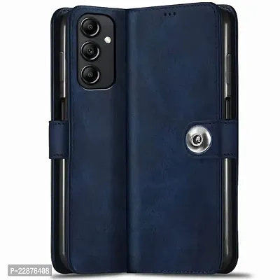 Fastship Genuine Matte Leather Finish Flip Cover for Samsung F13 4G  SM E135F  Inside Back TPU  Inbuilt Stand  Wallet Stylish Button Magnetic Closure for Samsung Galaxy F13 4G  Navy Blue-thumb2