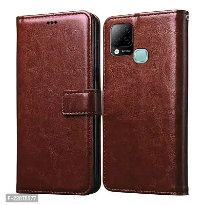 Fastship Vintage Magnatic Closer Leather Flip Cover for Infinix X689  Hot 10s  Executive Brown-thumb2