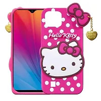 Fastship Silicone Soft Hello Kitty with Pendant Case Proper fit Back Cove for Realme C20  Pink-thumb1