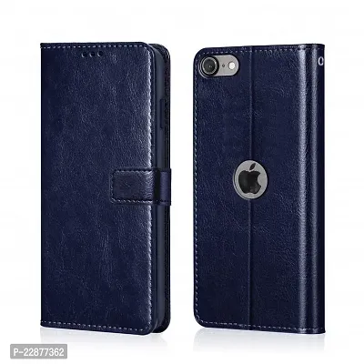 Fastship Vintage Magnatic Button Case Inside Build Back TPU Stand View Lether Flip Cover for Apple I Phone SE 2020  Blue-thumb2