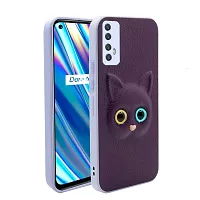 Fastship Colour Eye Cat Soft Kitty Case Back Cover for Realme Narzo 20 Pro  Faux Leather Finish 3D Pattern Cat Eyes Case Back Cover Case for Realme RMX2161  Narzo 20Pro  Jam Purple-thumb1