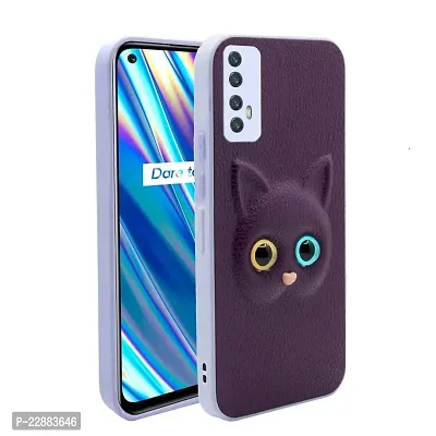 Fastship Colour Eye Cat Soft Kitty Case Back Cover for Realme Narzo 20 Pro  Faux Leather Finish 3D Pattern Cat Eyes Case Back Cover Case for Realme RMX2161  Narzo 20Pro  Jam Purple-thumb2