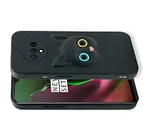 Coverage Coloured 3D Cat Eye Proper fix Case Rubber Back Cover for OnePlus 7T  Pitch Black-thumb1