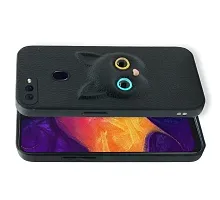 Coverage Coloured 3D POPUP Billy Eye Effect Kitty Cat Eyes Leather Rubber Back Cover for Oppo F9 Pro  Pitch Black-thumb1