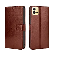 Fastship Vintage Magnatic Closer Leather Flip Cover for Vivo V2202  V25 5G  Executive Brown-thumb1