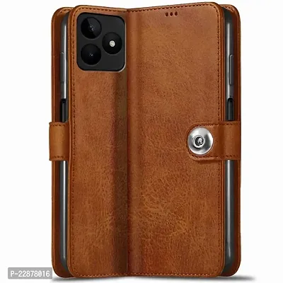 Fastship Cases realme Narzo N53 Flip Cover  Full Body Protection  Wallet Button Magnetic Closure Book Cover Leather Flip Case for realme Narzo N53  Executive Brown
