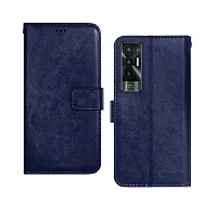 Coverage New case Vintage Leather TPU Back Case Book Flip Cover for Tecno POVA 5G  Navy Blue-thumb1