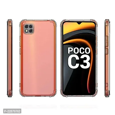 Fastship Rubber Silicone Back Cover for Poco C3  Transparent