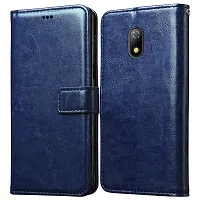 Fastship Leather Finish Inside TPU Back Case Wallet Stand Magnetic Closure Flip Cover for Itel A23  Blue-thumb1