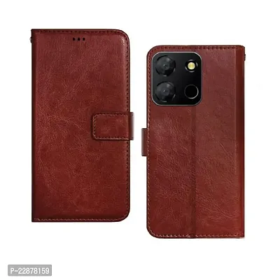 Fastship Cases Leather Finish Inside TPU Wallet Stand Magnetic Closure Flip Cover for Itel P40 6 6 Inch  Executive Brown