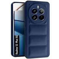 Fastship Puff Case Soft Silicon Flexible Rubber Case Back Cover for Realme 12+ 5G - Navy Blue-thumb1